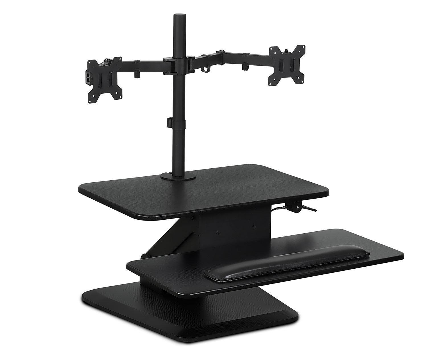 Mount-It! Height Adjustable Sit Stand Workstation, Standing Desk Converter with Dual Monitor Mount