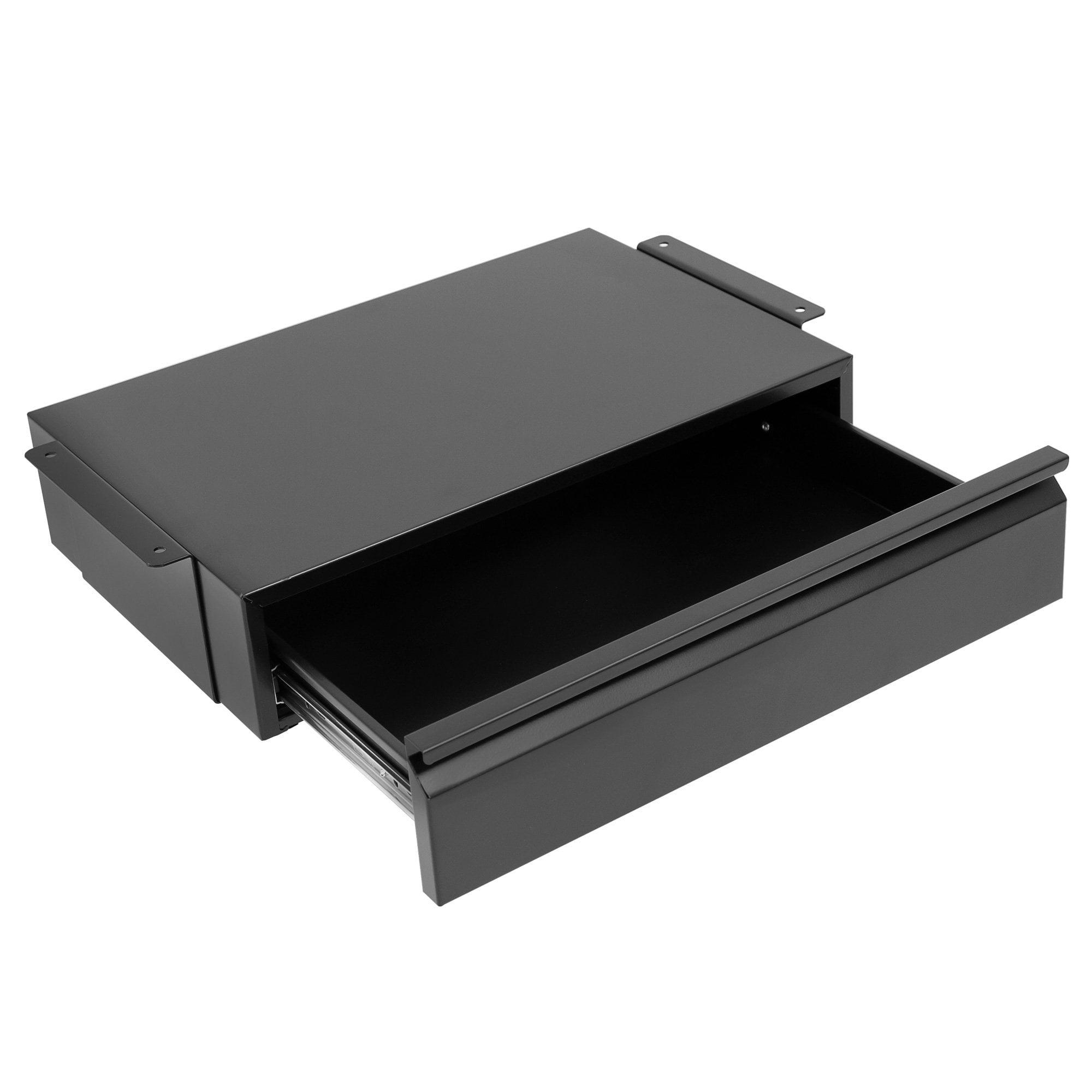 Mount-It! Under Desk Pull-Out Drawer Kit With Smooth Sliding Track | Office Storage Organizer | Mounts To Desktops Tables And Workbenches Over 0.71 Inches Thick | Matte Black