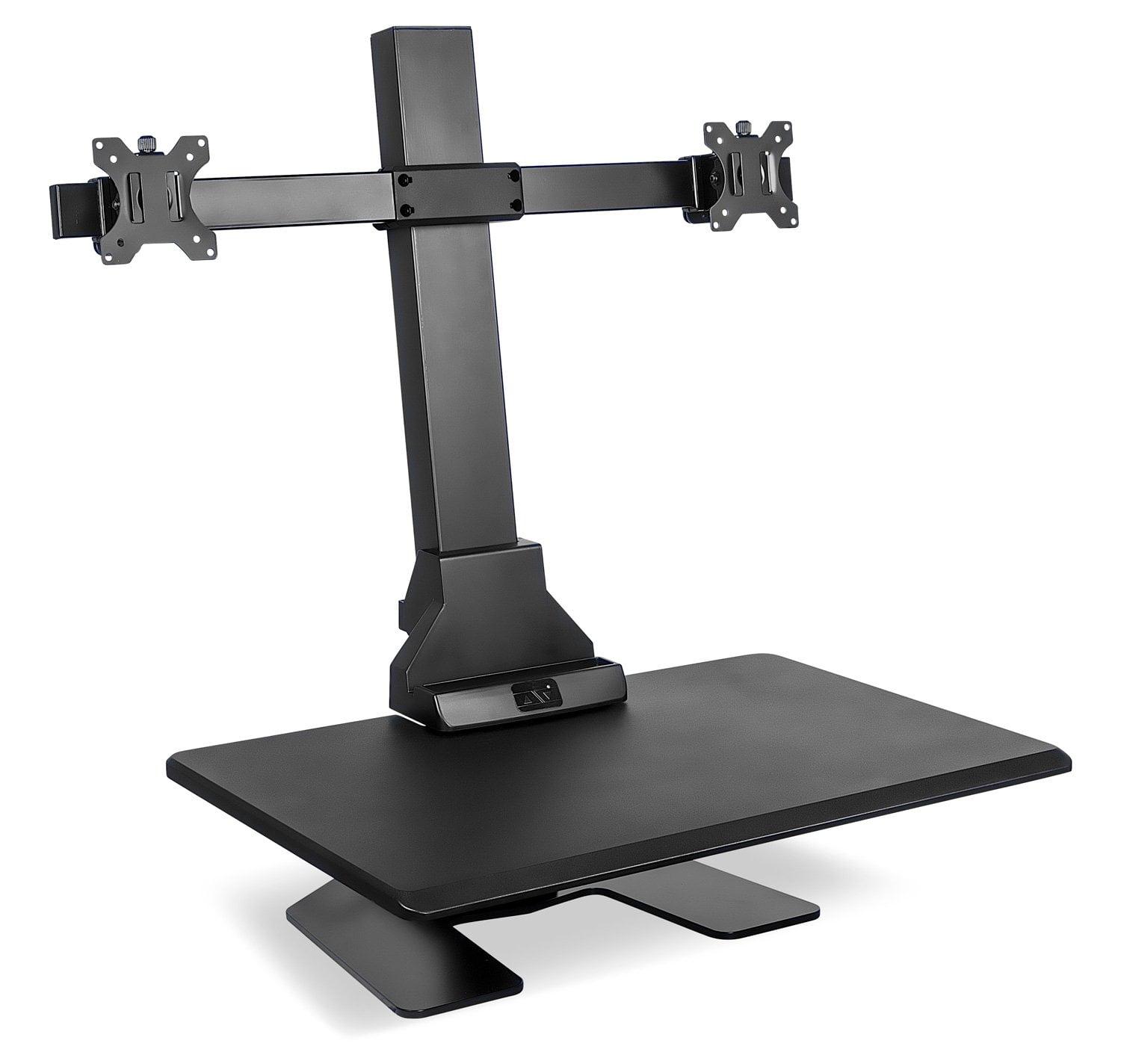 Black Steel Adjustable Dual Monitor Standing Desk Converter