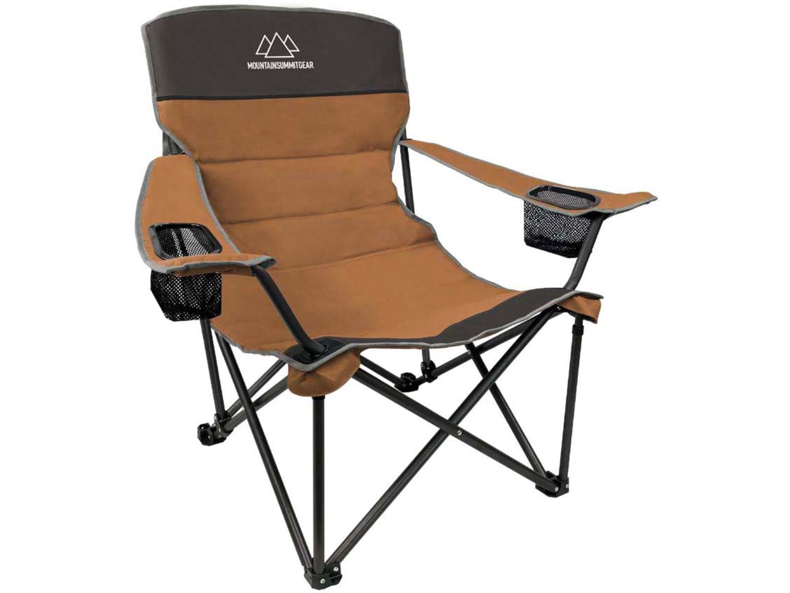 Brown Quilted Low Camping Chair with Arms