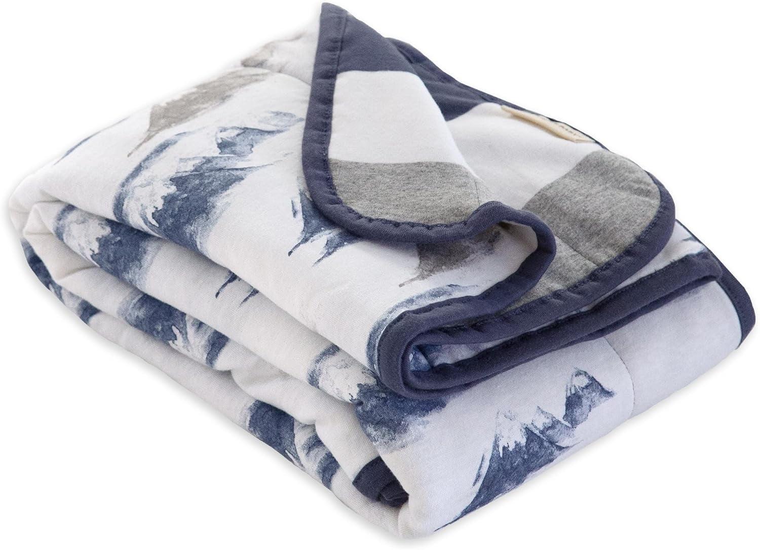 Watercolor Mountains Organic Cotton Reversible Baby Blanket