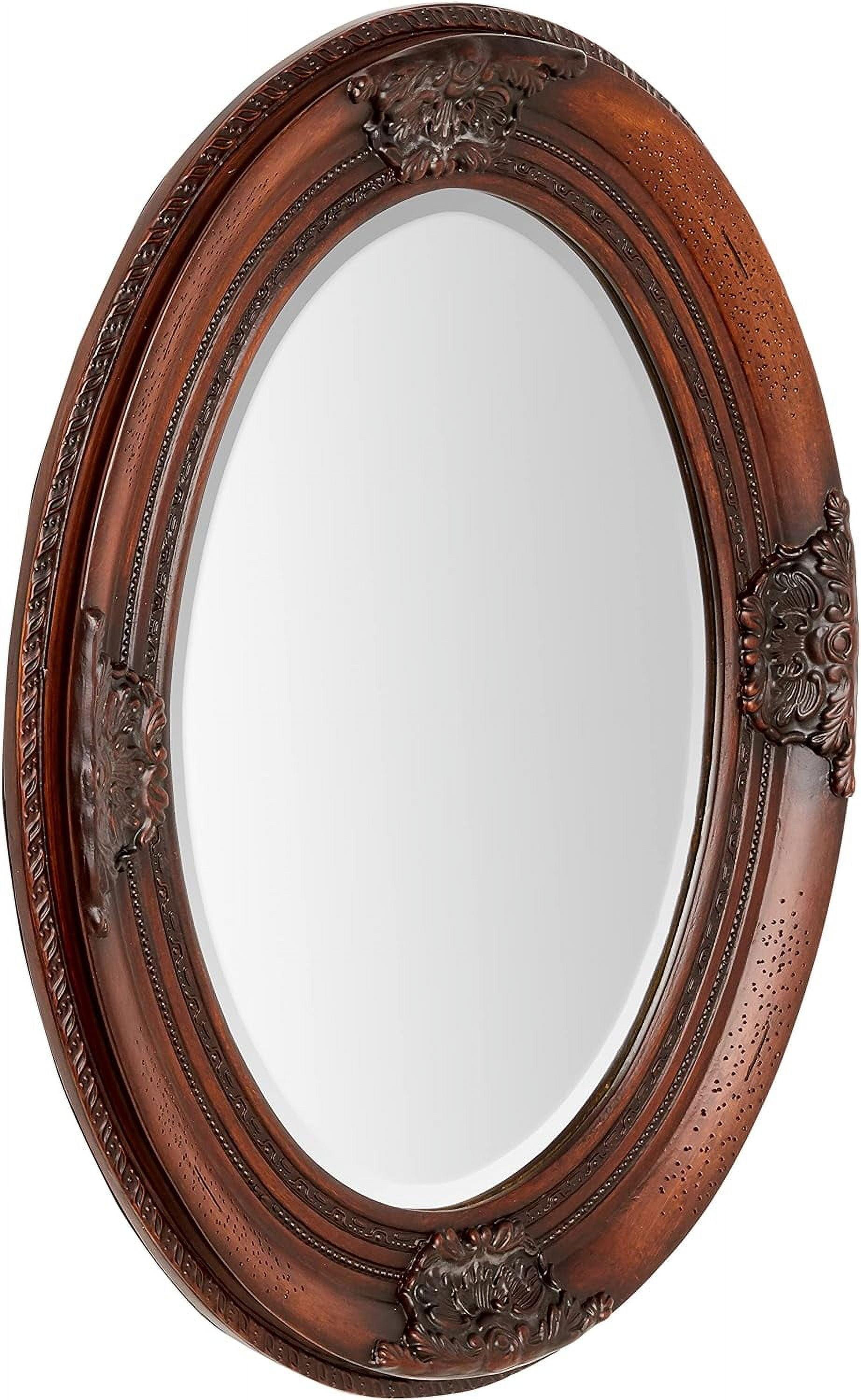 Elegant Cherrywood Rectangular Wall Mirror with Hand-Carved Frame