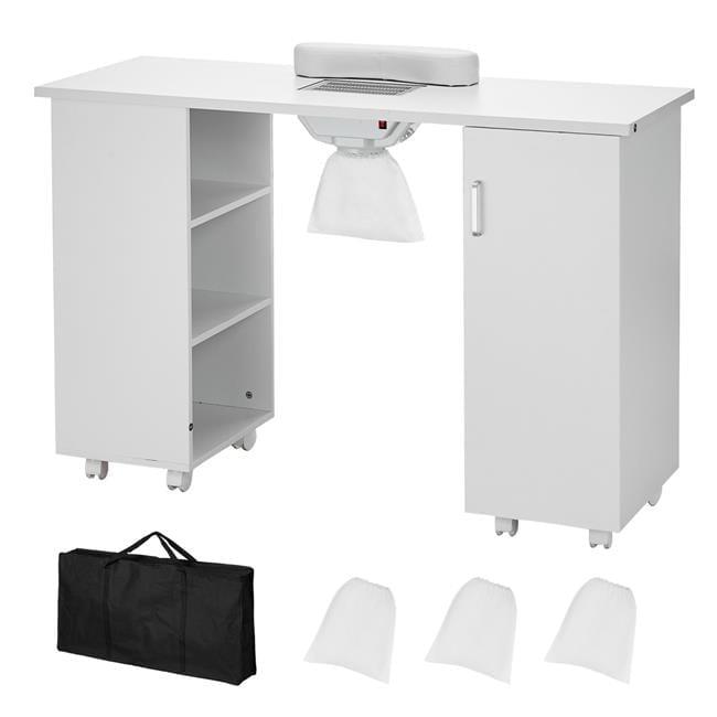 Hokku Designs Manicure Table, Nail Table Station with Electric Dust Collector, Moveable Nail Tech Desk