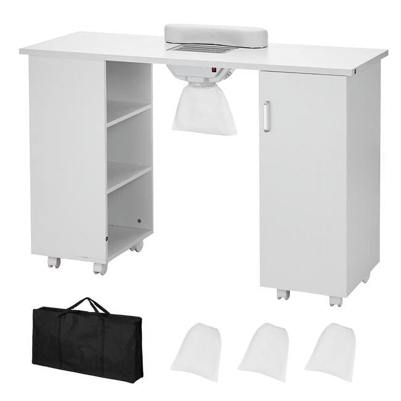Hokku Designs Manicure Table, Nail Table Station with Electric Dust Collector, Moveable Nail Tech Desk