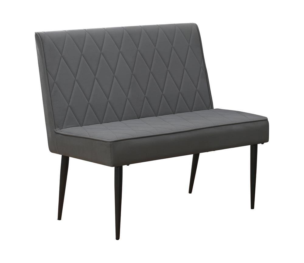 Moxee 40'' Gray Tufted Upholstered Short Bench with Gunmetal Legs