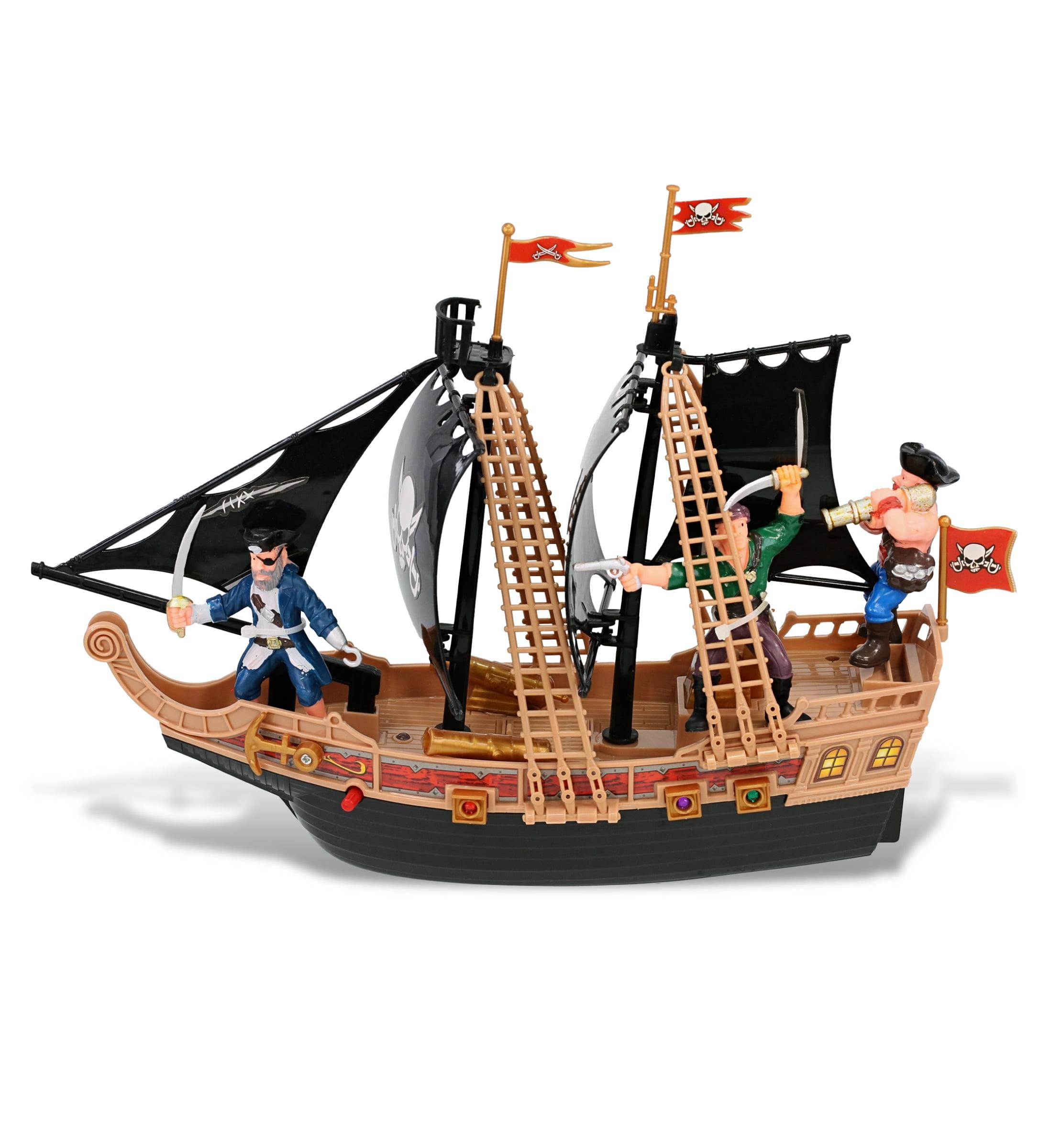 Mozlly Pirate Ship Toy Playset with Lights and Sound, 11.5 inches, Child
