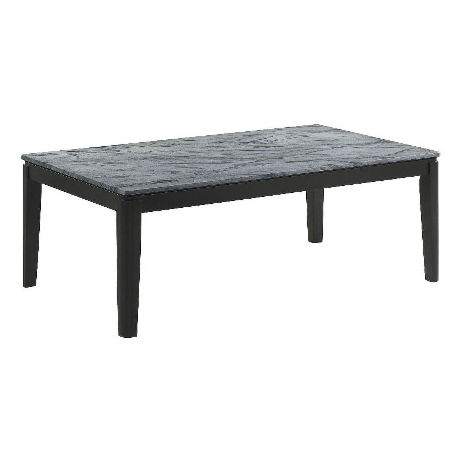 Contemporary Rectangular Coffee Table in Faux Grey Marble and Black