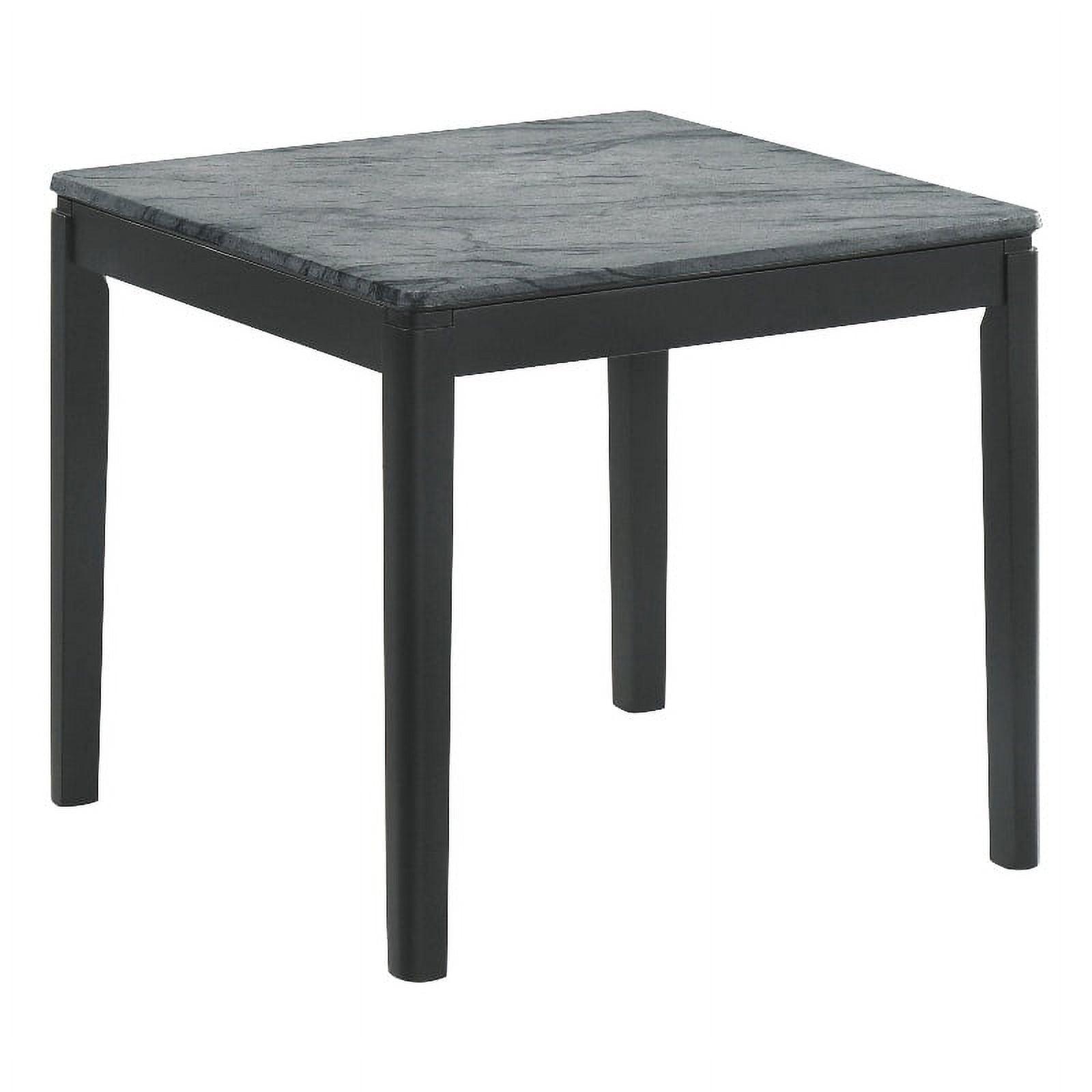 Gray Faux Marble and Black Square End Table