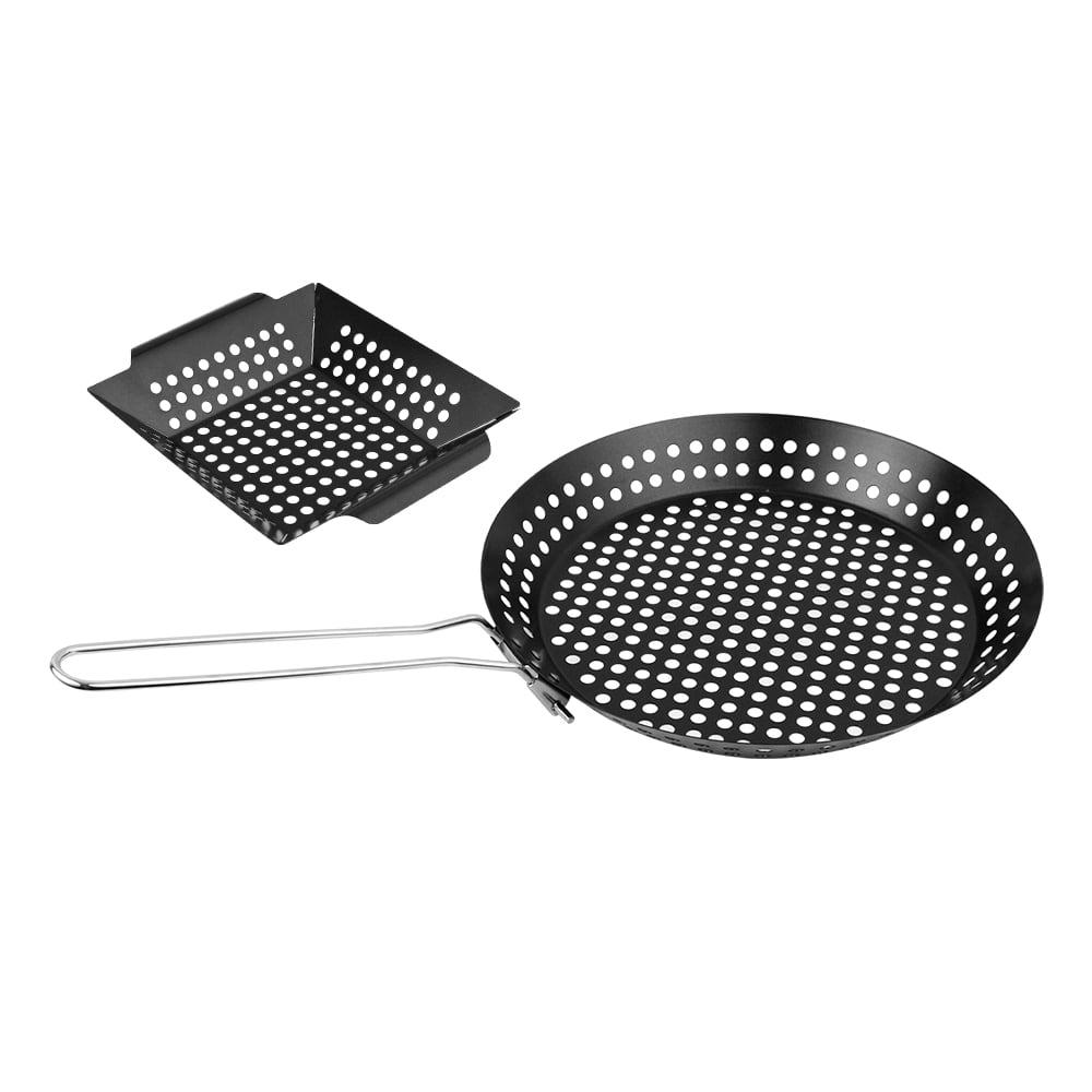 Non-Stick Steel Grill Topper Set with Skillet and Mini Wok