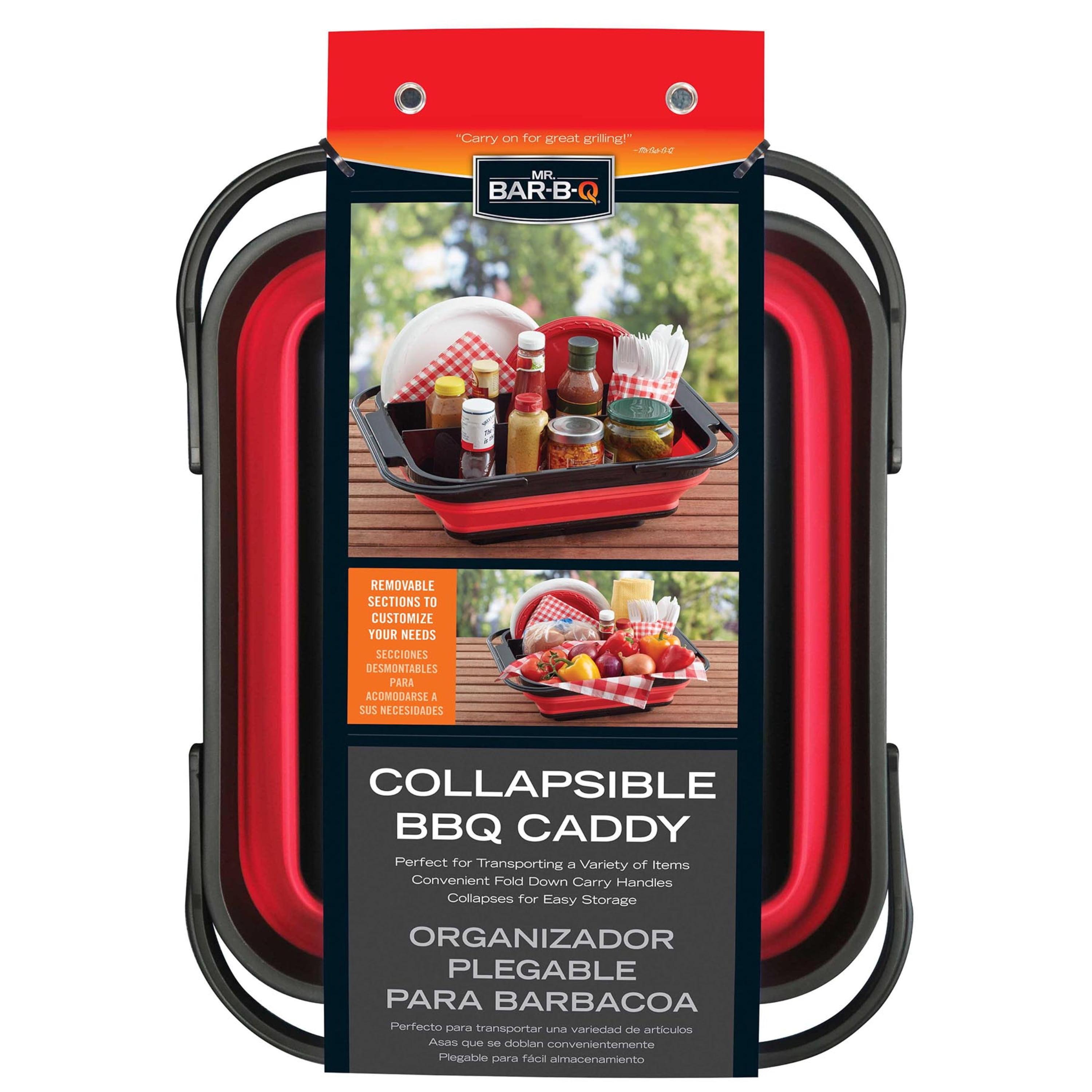 Red and Black Collapsible BBQ Caddy with Handles