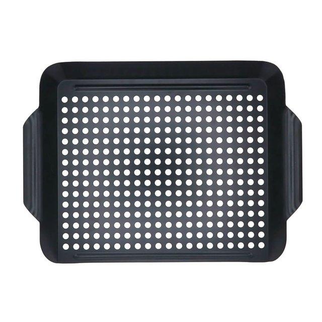 Mr. Bar-B-Q Premium Heavy Duty Non-Stick Grill Topper | Rust Resistant Grill Pan with Handles | Easy to Use Grilling Accessories | Great for Seafood & Vegitables, Medium