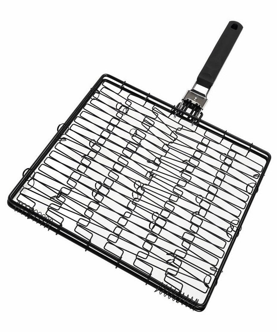 Non-Stick Black Chrome Expandable Grilling Basket with Folding Handle