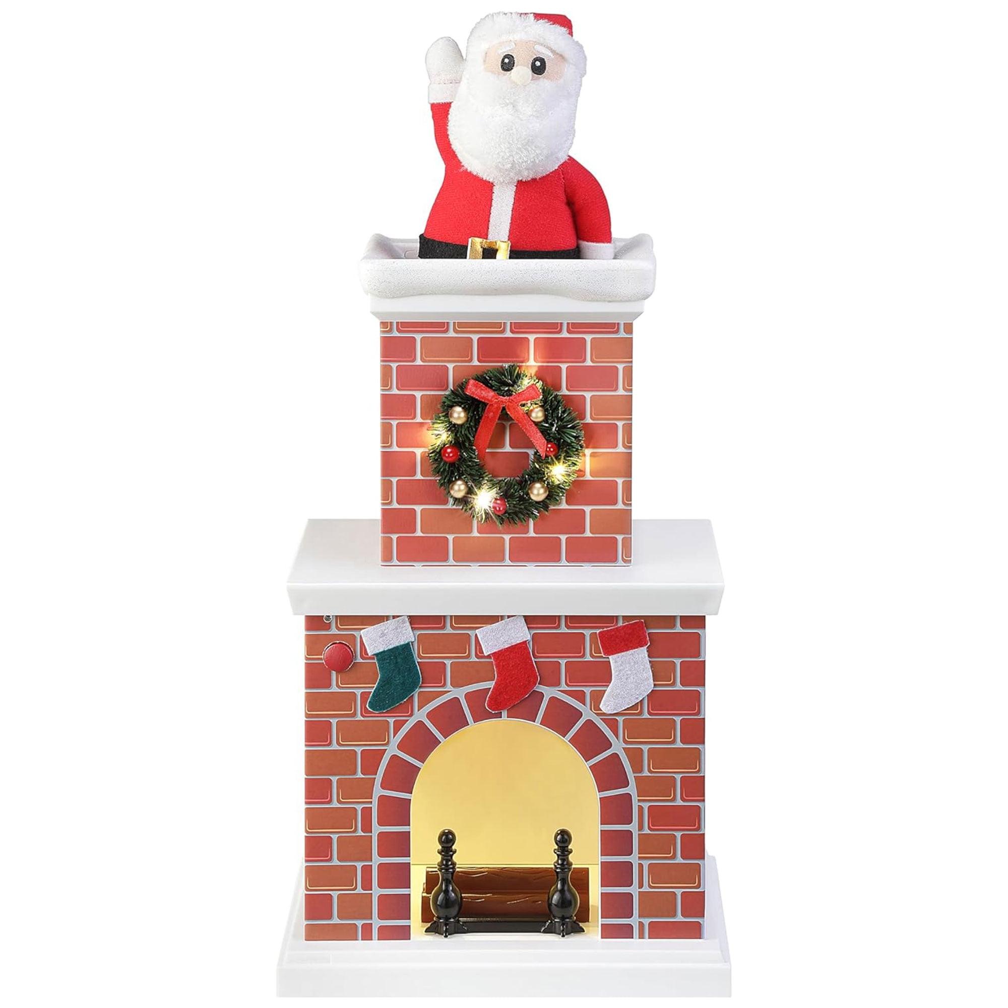 Animated Santa in Chimney with LED Lights and Music