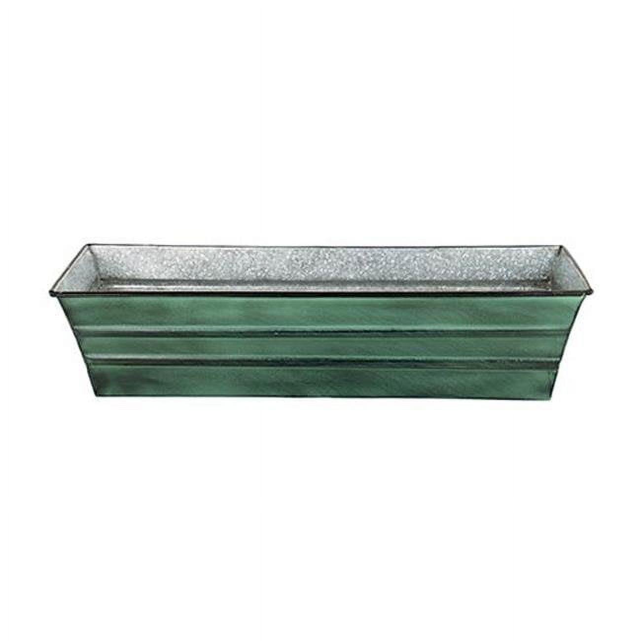 Small Galvanized Metal Rectangular Planter Box Green Patina - ACHLA Designs: Steel Decorative Container, Wall-Mountable, Easy to Clean