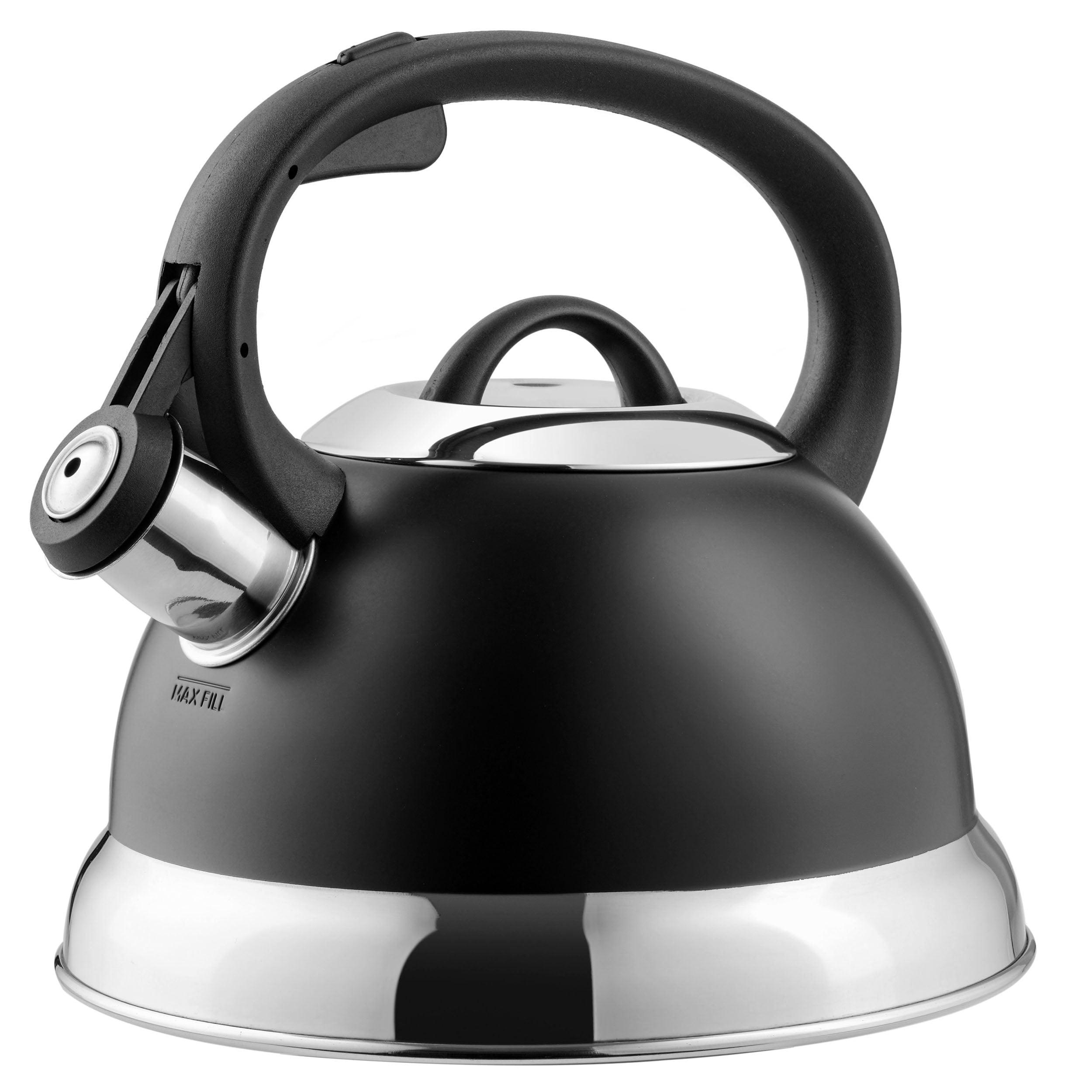 Mr. Coffee Flintshire 1.75 Quart Whistling Stovetop Tea Kettle in Black