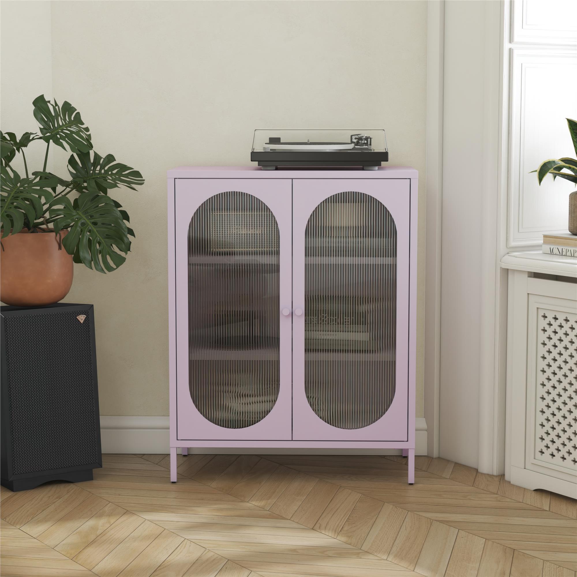 Luna 39.96'' Tall Accent Cabinet with Fluted Glass