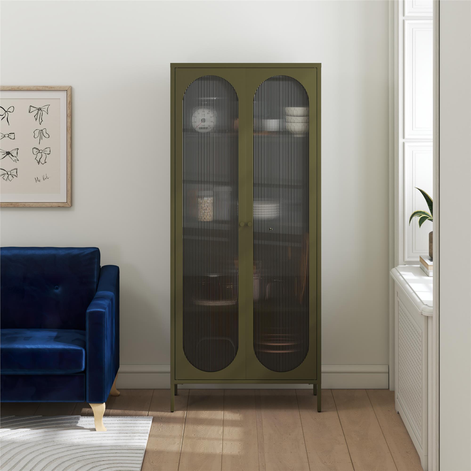 Luna 72.88'' Tall Accent Cabinet with Fluted Glass