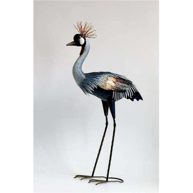 AI-GG9499-Q01 32 in. Black Crowned Crane Metal Garden Sculpture, Multi Color