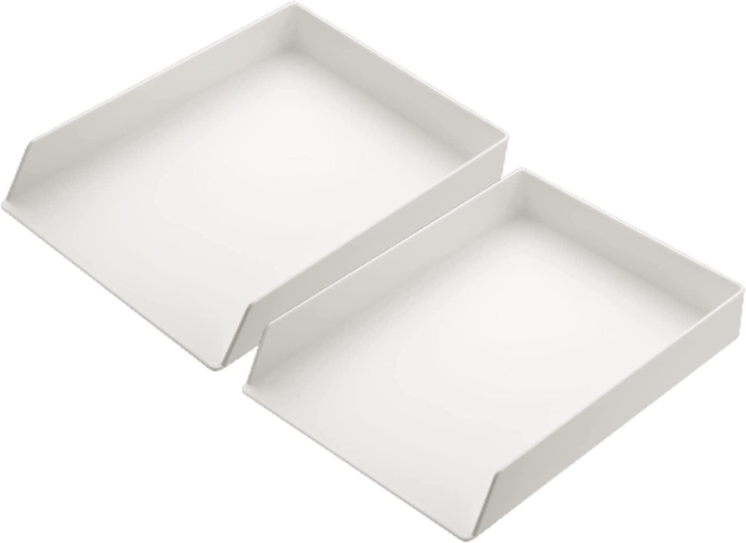 White Plastic Letter Tray Desk Organizer 2-Pack