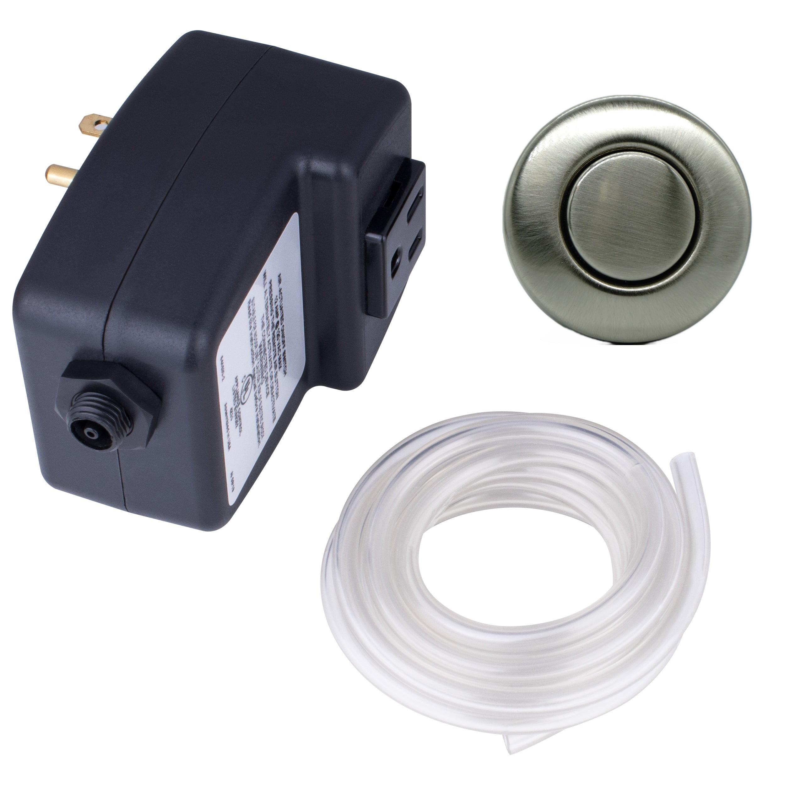 Mr. Scrappy Garbage Disposal Air Switch Kit with Brushed Nickel Push Button, Power Box, and Air Tube