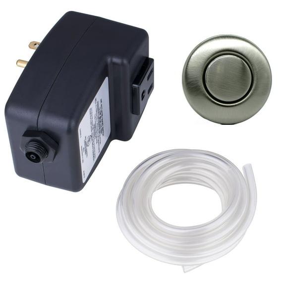 Mr. Scrappy Garbage Disposal Air Switch Kit with Brushed Nickel Push Button, Power Box, and Air Tube