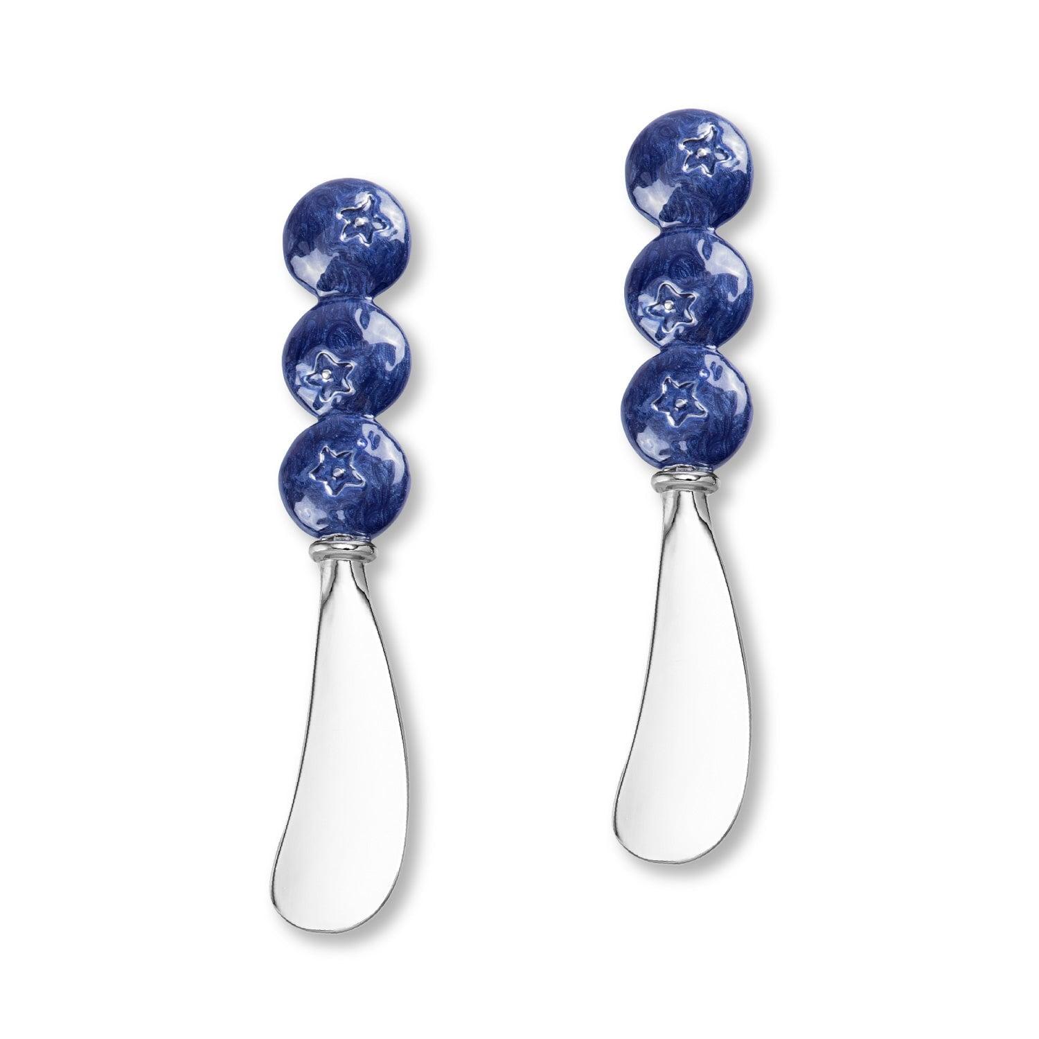 Mr. Spreader 2-Piece Cheese Spreaders Zinc Alloy Butter Spreader Knife Set, Blueberry Handle Multipurpose Cheese Spreader for Cheese and Butter, Kitchen Gadgets