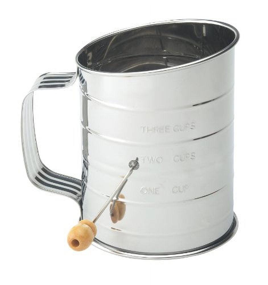 Stainless Steel Hand Crank Flour Icing Sugar Sifter, 3-Cup