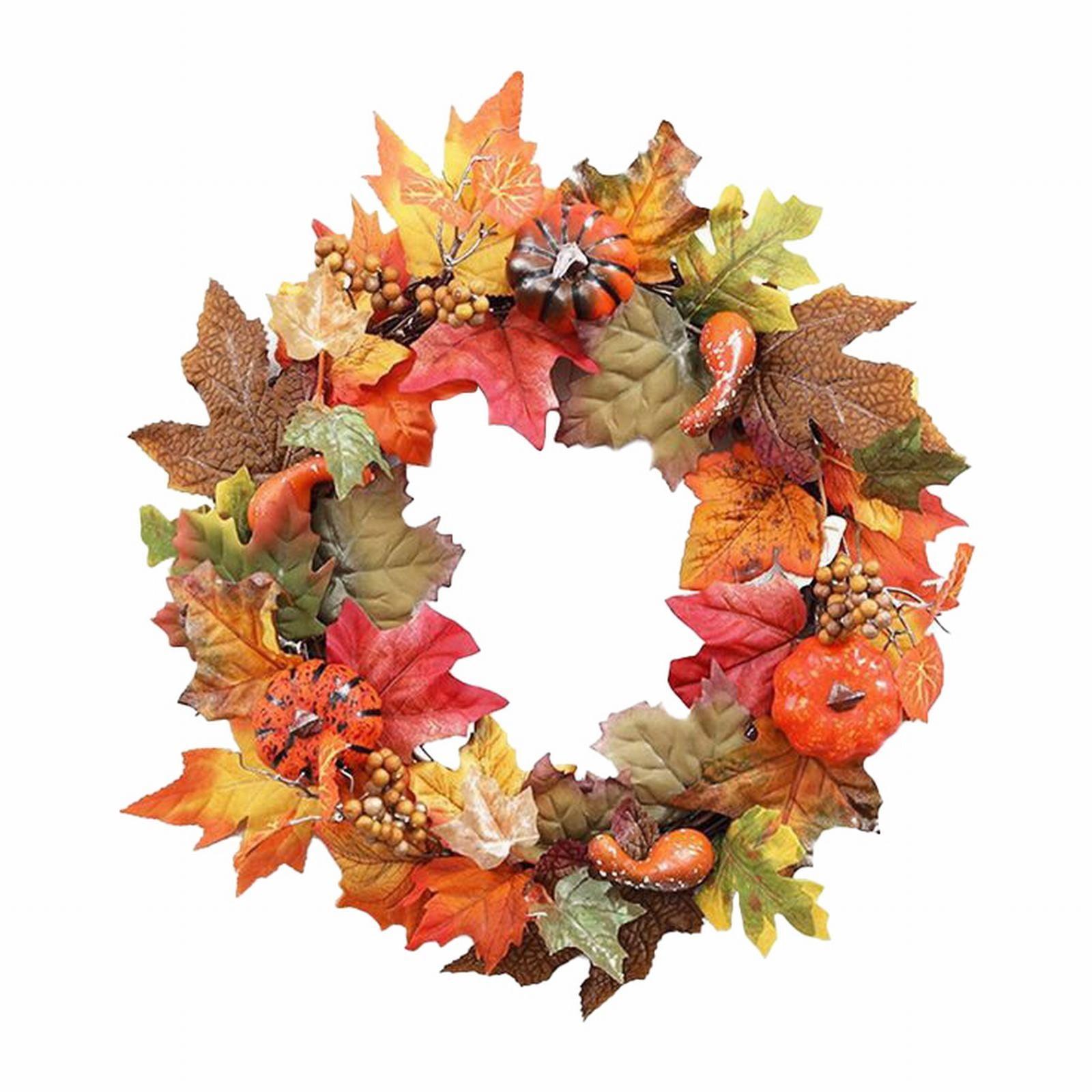 Fall Wreath 20’’ Autumn Front Door Wreath Harvest Wreath with Sunflower Pumpkins Berries Maple Leaves Daisies for Outside Indoor Home Wall Festival Thanksgiving Autumn Farmhouse Decor
