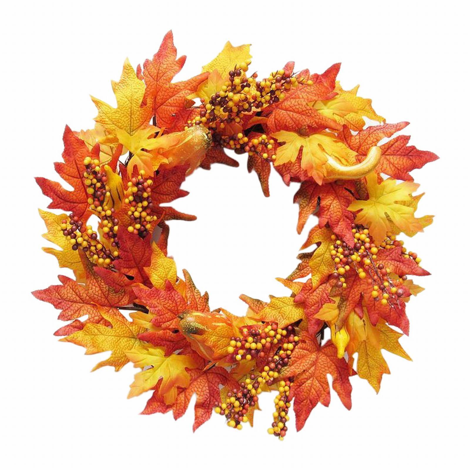 Fall Wreath 20’’ Autumn Front Door Wreath Harvest Wreath with Sunflower Pumpkins Berries Maple Leaves Daisies for Outside Indoor Home Wall Festival Thanksgiving Autumn Farmhouse Decor