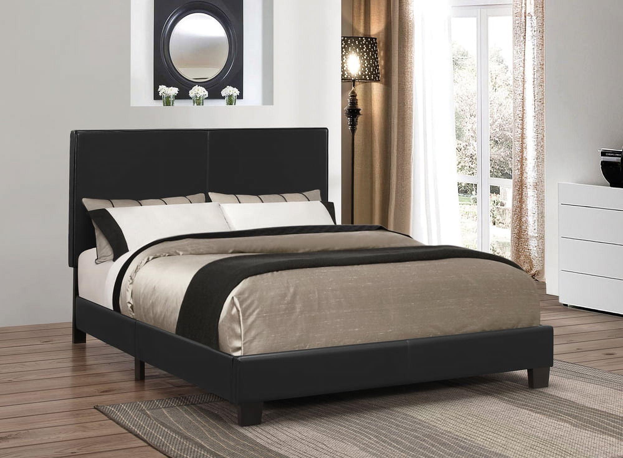 Elegant Full-Size Black Faux Leather Upholstered Platform Bed