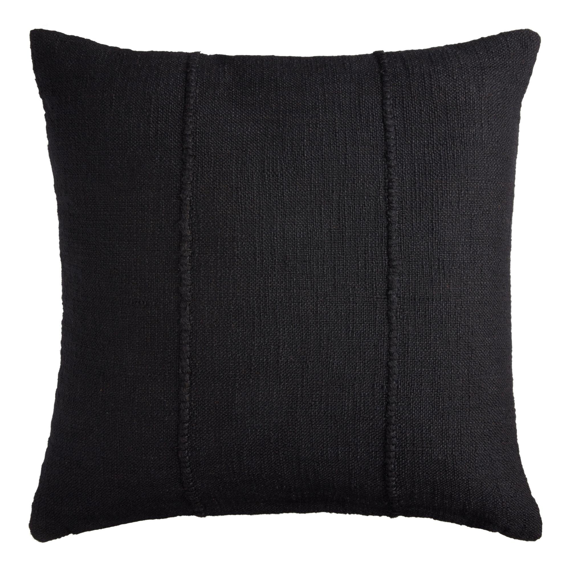 Black Mud Cloth Square Indoor Outdoor Throw Pillow