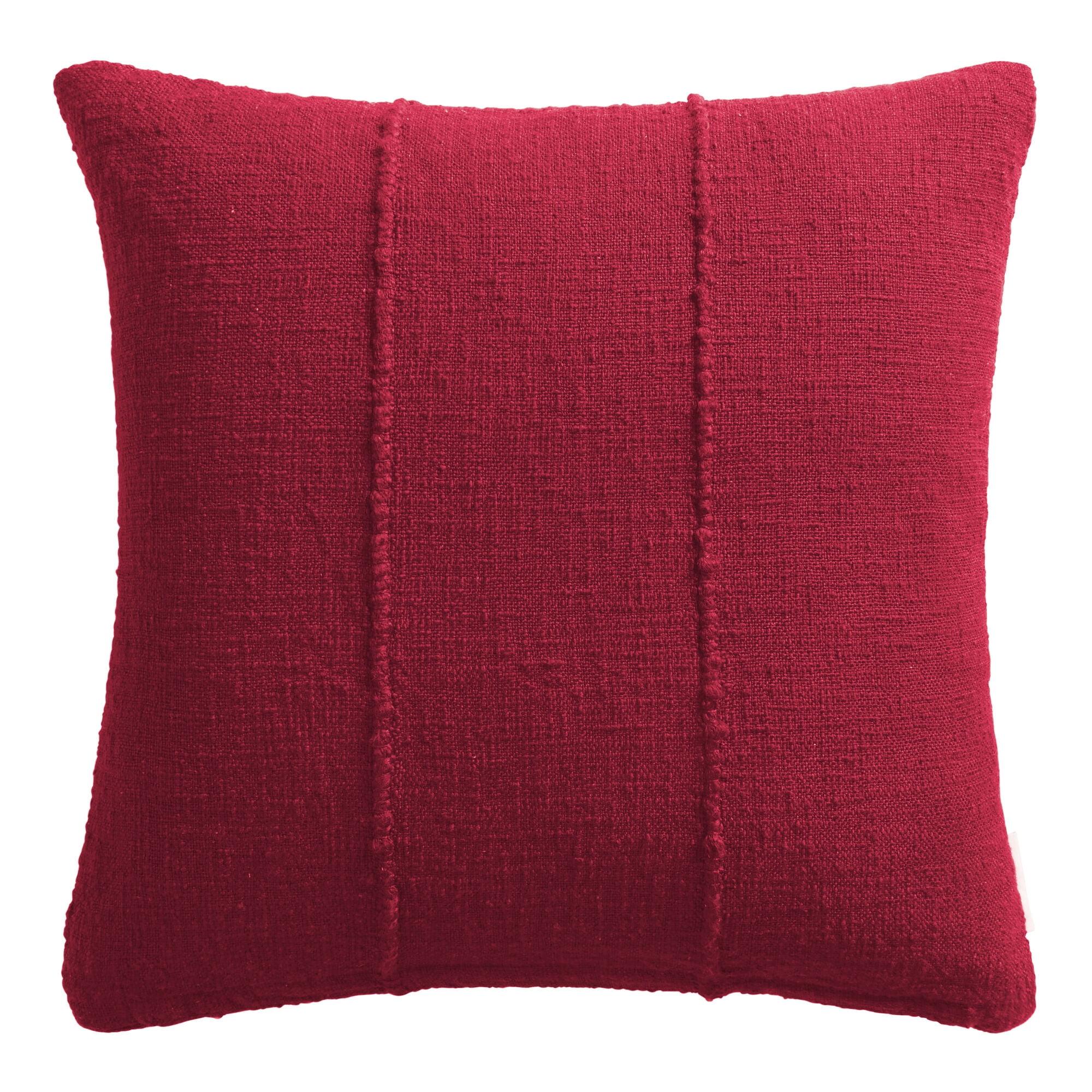 Red Mud Cloth Indoor Outdoor Square Throw Pillow