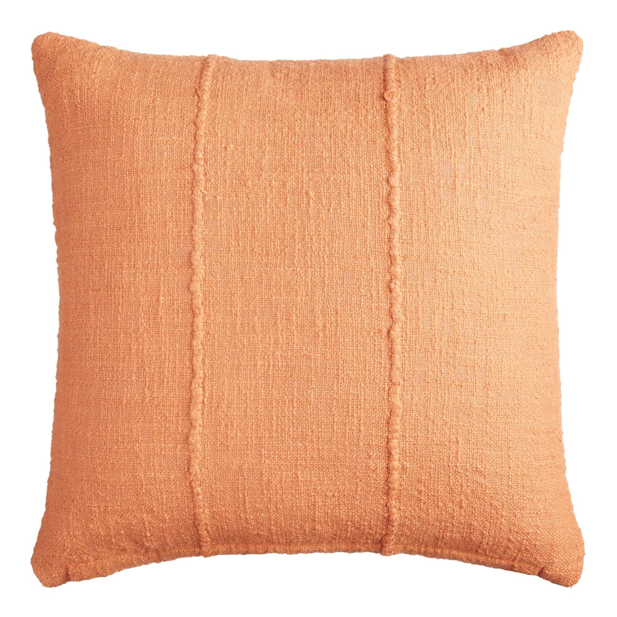 Terracotta Recycled Fabric Square Indoor Outdoor Throw Pillow