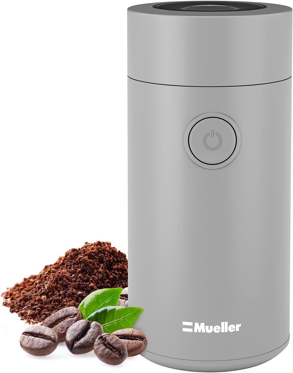 MuellerLiving Electric Coffee Grinder for Spice, Nut, Herbs and Coffee Beans, Sharp Blade, Stainless Steel - Gray