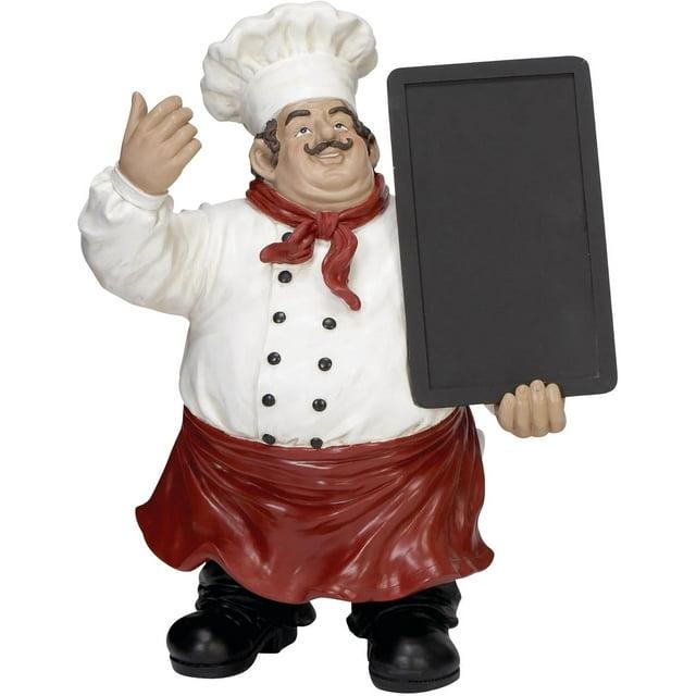 15" x 19" Multi Colored Polystone Chef Sculpture with Chalkboard, by DecMode