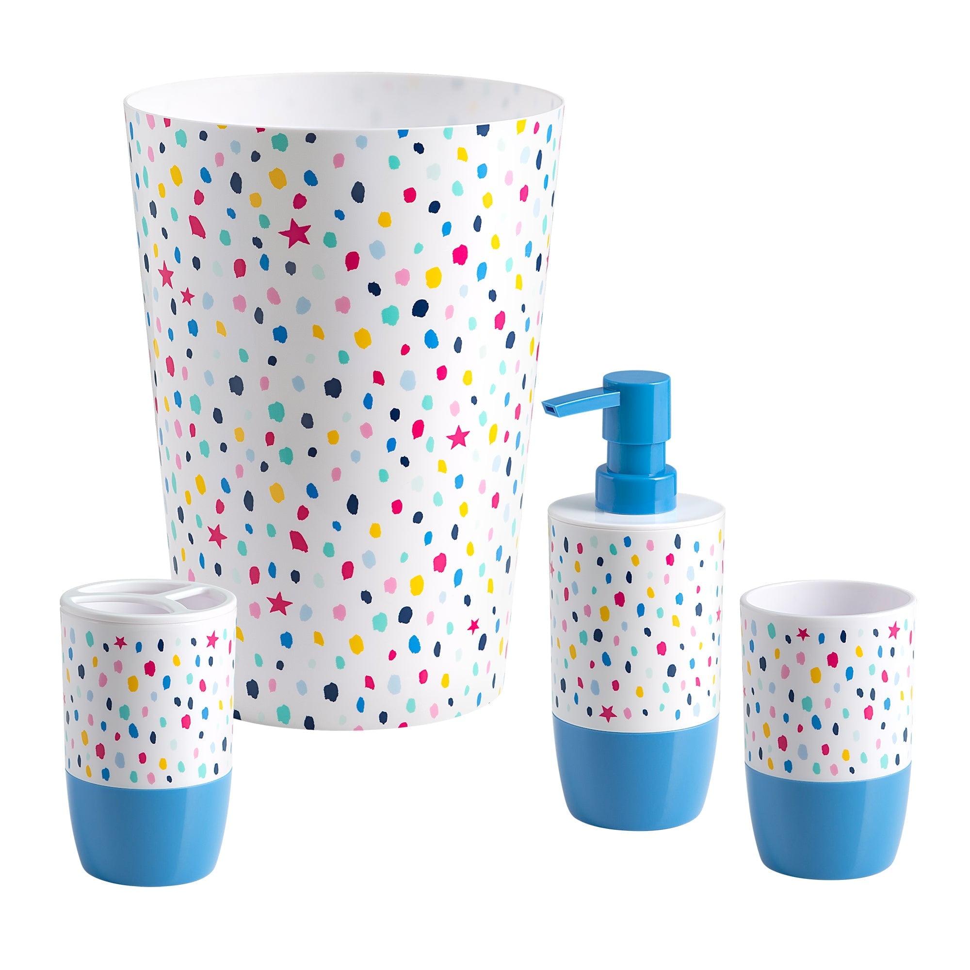 Multicolor Confetti Dot 4-Piece Plastic Bathroom Accessory Set