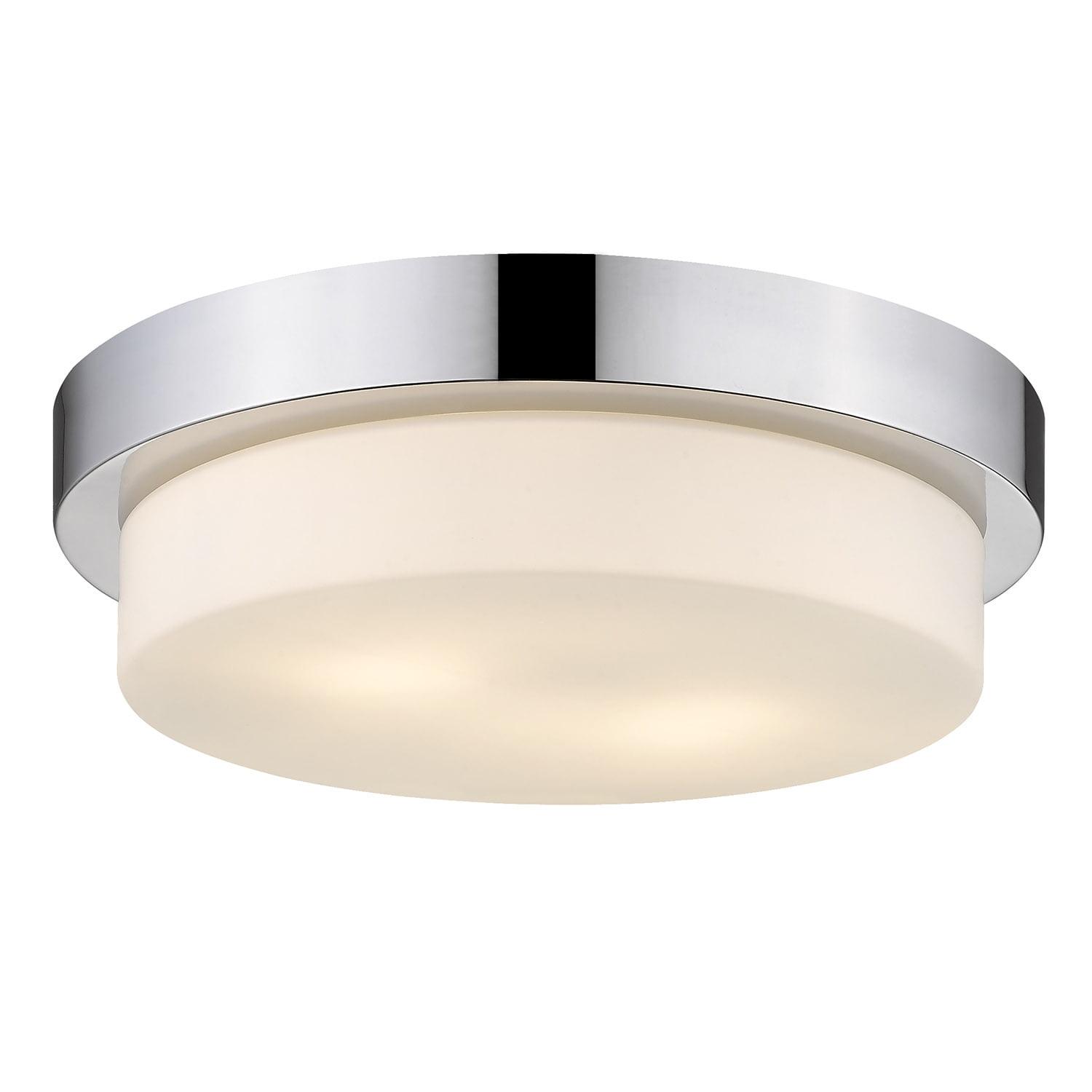 Golden Lighting Multi-Family 2-Light Flush Mount in Chrome with Opal Glass