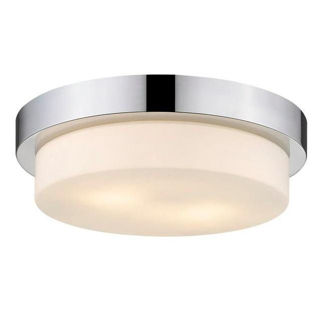 Golden Lighting Multi-Family 2-Light Flush Mount in Chrome with Opal Glass
