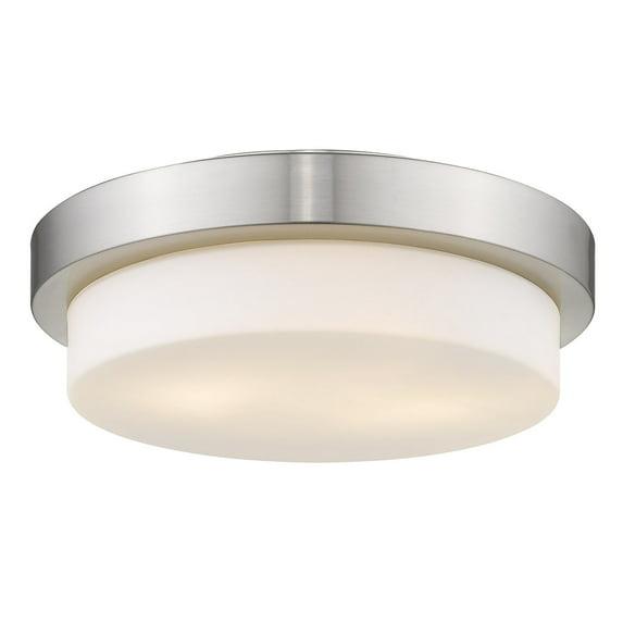 Golden Lighting Multi-Family 13" 2-Light Flush Mount in Pewter with Opal Glass