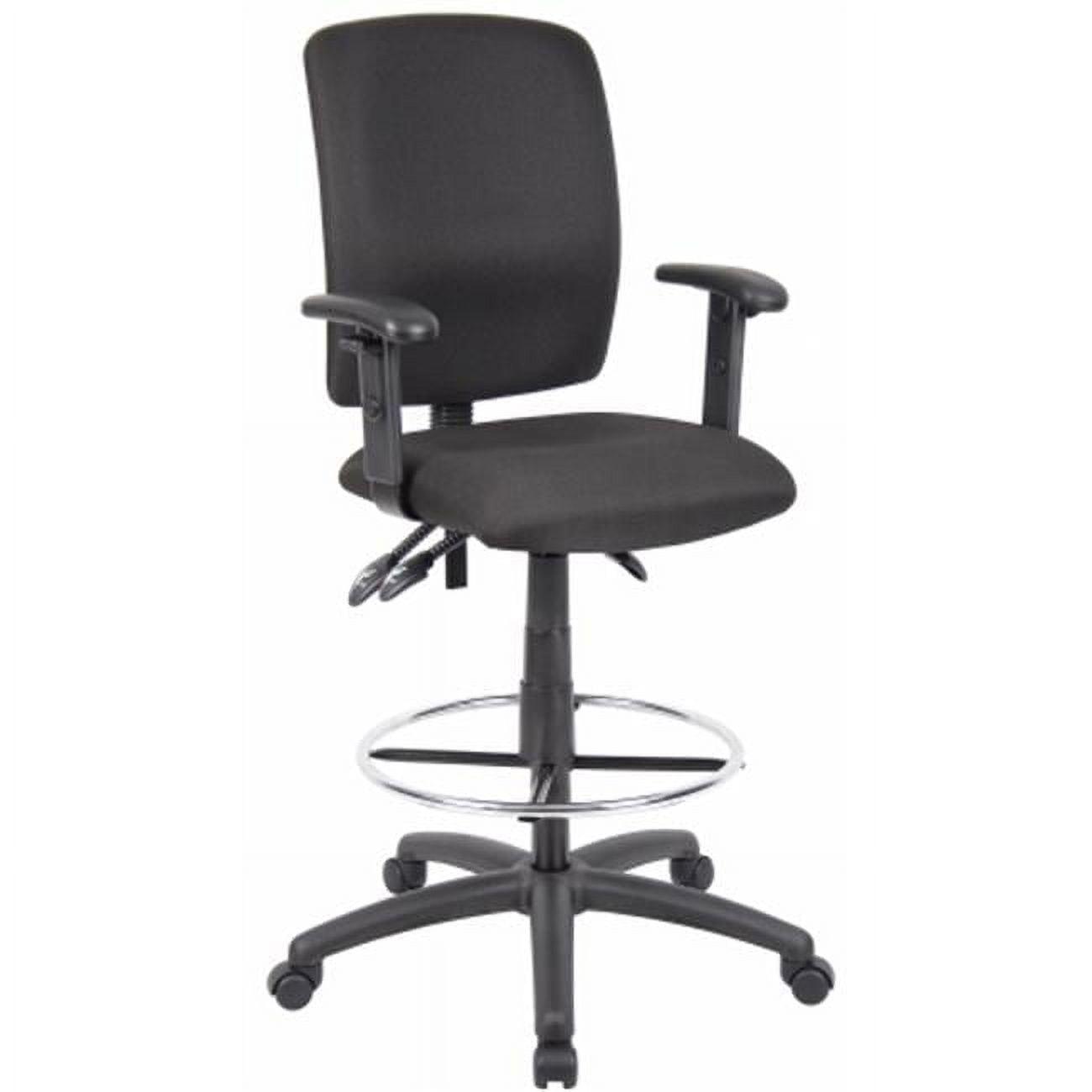 Black Fabric Multi-Function Drafting Stool with Adjustable Arms