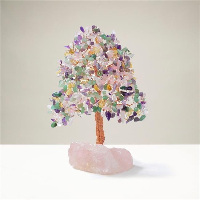 Handmade Gemstone Tree of Life on Rose Quartz Base