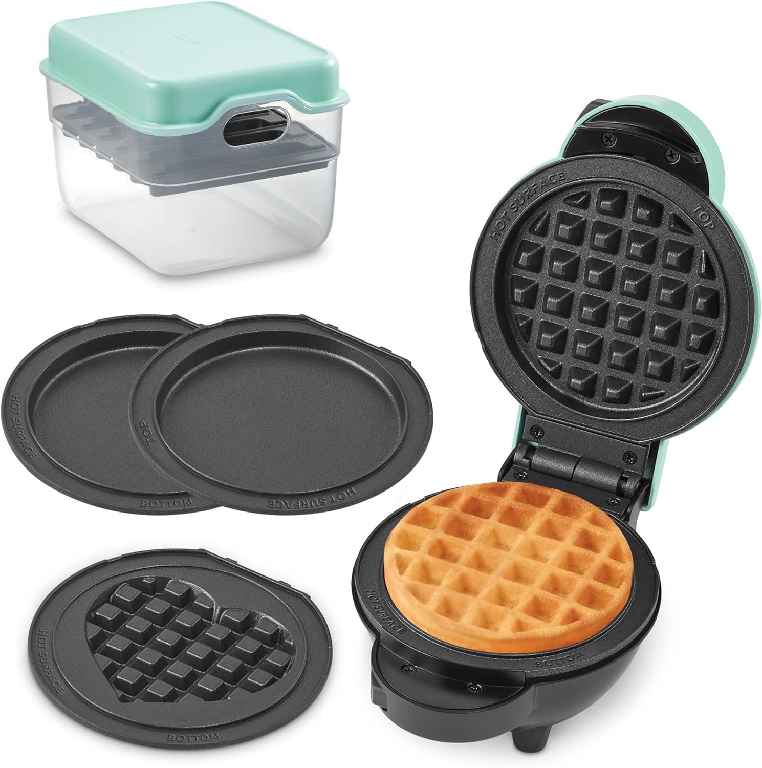 Aqua Multi-Plate Mini Maker with Waffle and Griddle Plates