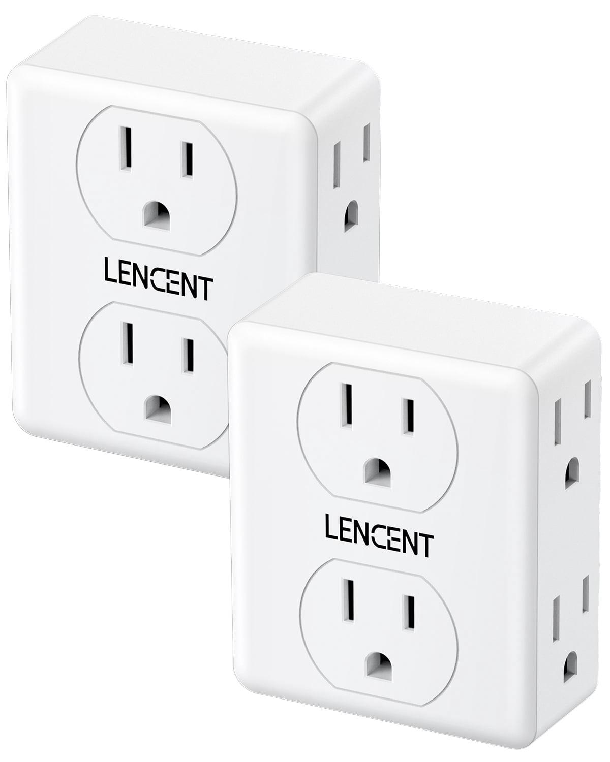 LENCENT Multi Wall Plug Outlet Extender,2 to 3 Prong Outlet Adapter 2 Pack,6 Way outlet Multiple Plugs Outlets Splitter,3-Sided Power Strip,Non-Grounded for Home Office Wall Tap Electrical Outlet