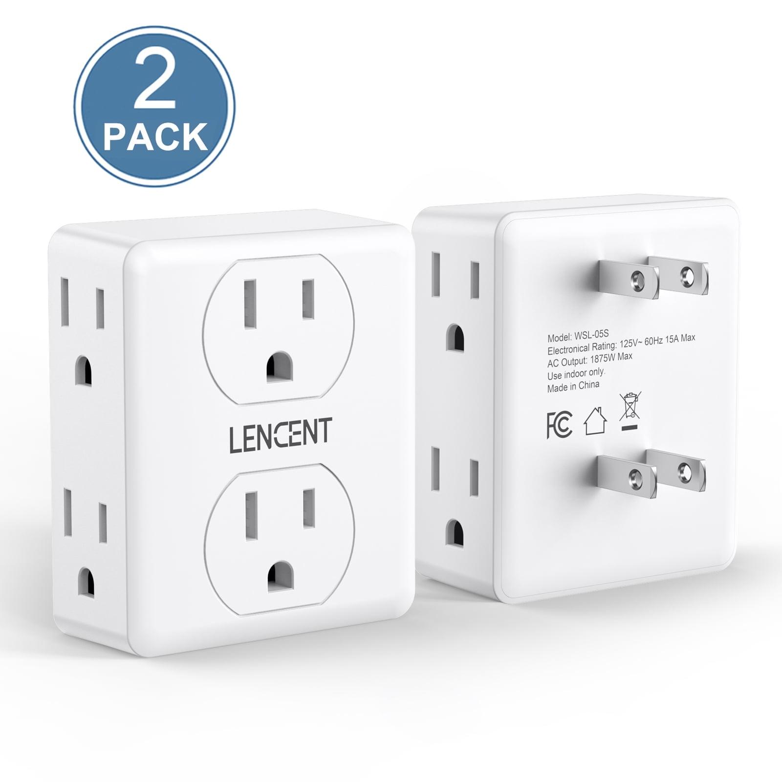 LENCENT Multi Plug Outlet Extender,2 to 3 Prong Outlet Adapter,2 Pack Multiple Plugs Outlets Splitter,3-Sided Power Strip,Non-Grounded for Home Office Wall Tap,6 Way Electrical Outlet Expander