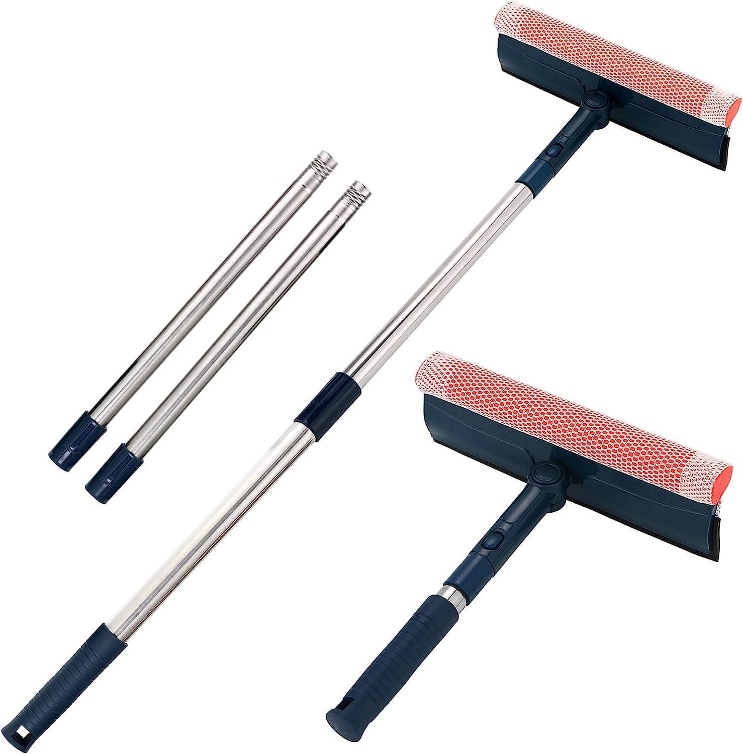 Multi-Use Window Squeegee with 56" Long Handle and Dual Side Blade