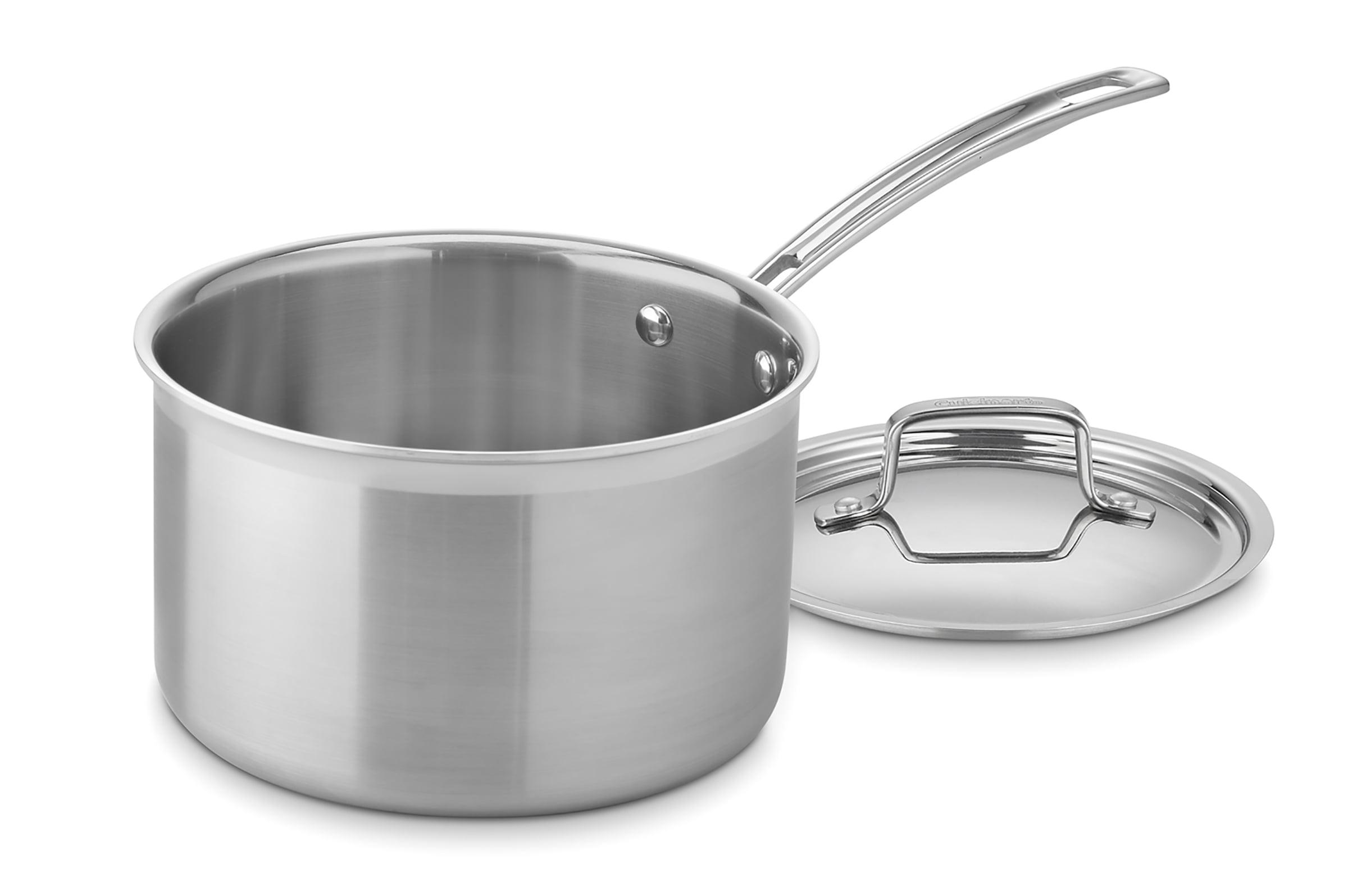 Stainless Steel 4-Quart Tri-Ply Saucepan with Cover