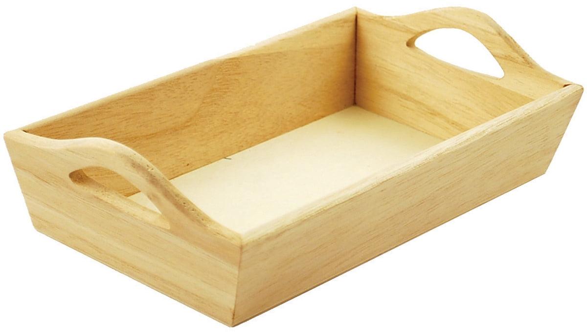 Natural Wood Rectangular Customizable Serving Tray with Handles