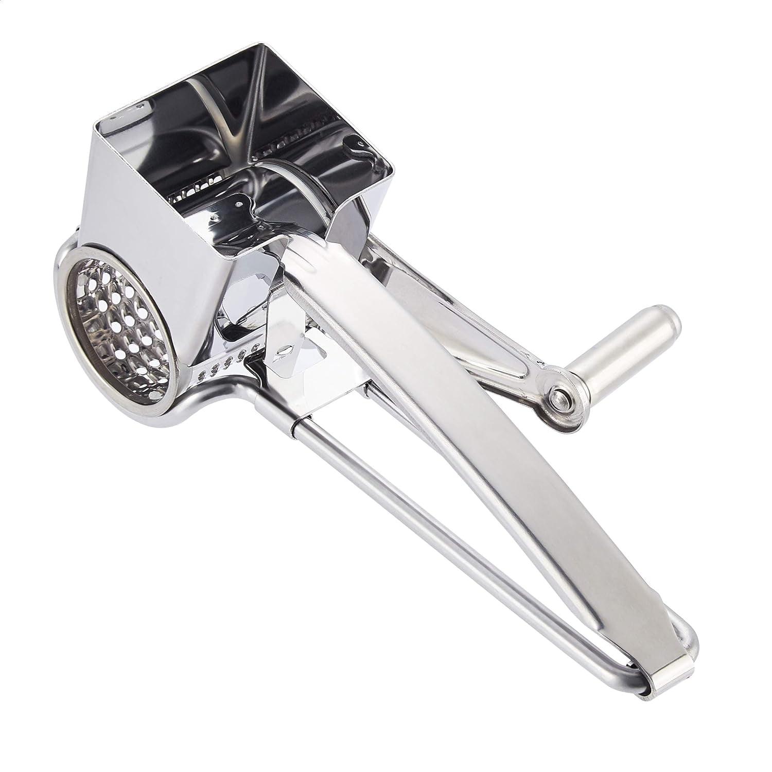 Stainless Steel Rotary Cheese Grater with Ergonomic Handle