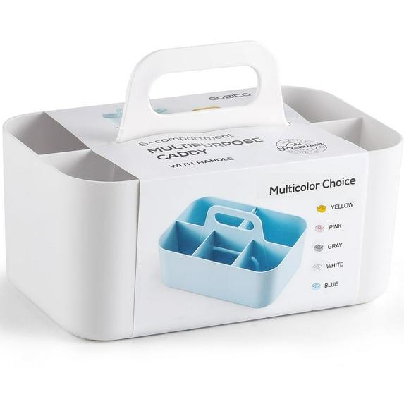 Multiuse Caddy Organizer with Handle - Stackable Plastic Tote Bin - Art Craft Supplies, Office, Desk, Stationery Pen Holder, Kitchen, Utensil, Makeup, Bathroom, Shower, Cleaning, Dorm Organizer - Grey