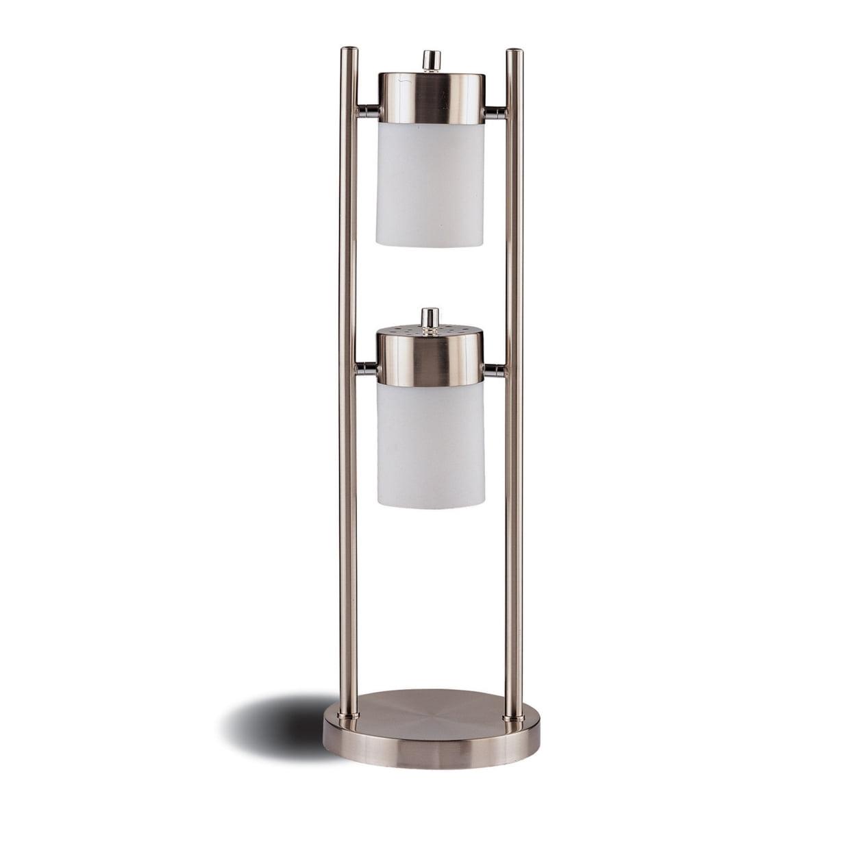 Adjustable Silver Metal Table Lamp with Frosted Shades